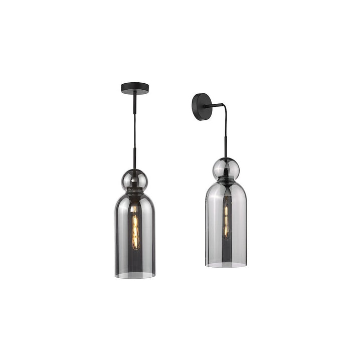 Dar TAO0110 Tao Pendant Matt Black and Smoked Glass (S)