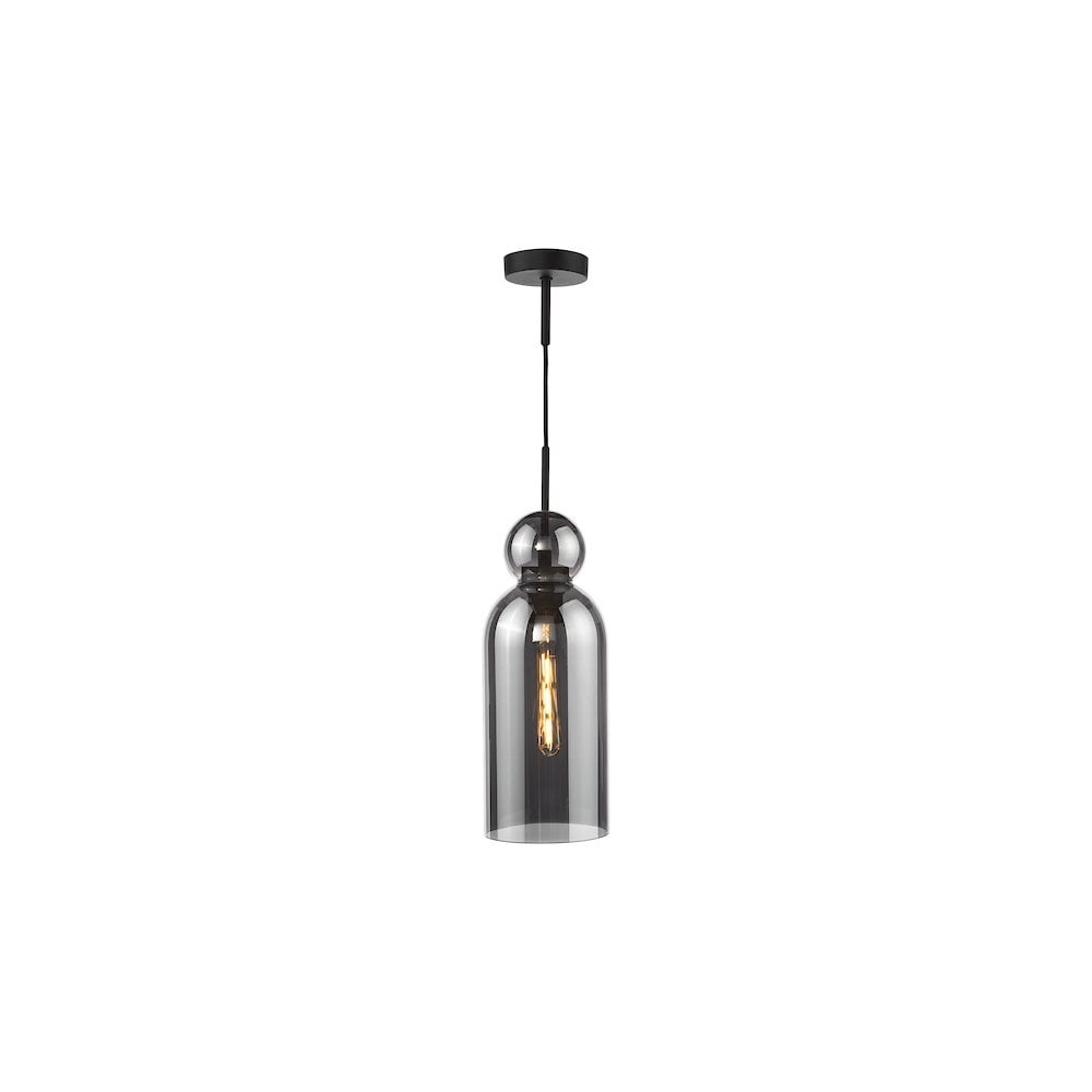 Dar TAO0110 Tao Pendant Matt Black and Smoked Glass (S)