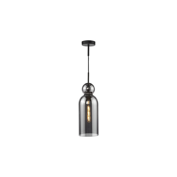Dar TAO0110 Tao Pendant Matt Black and Smoked Glass (S)