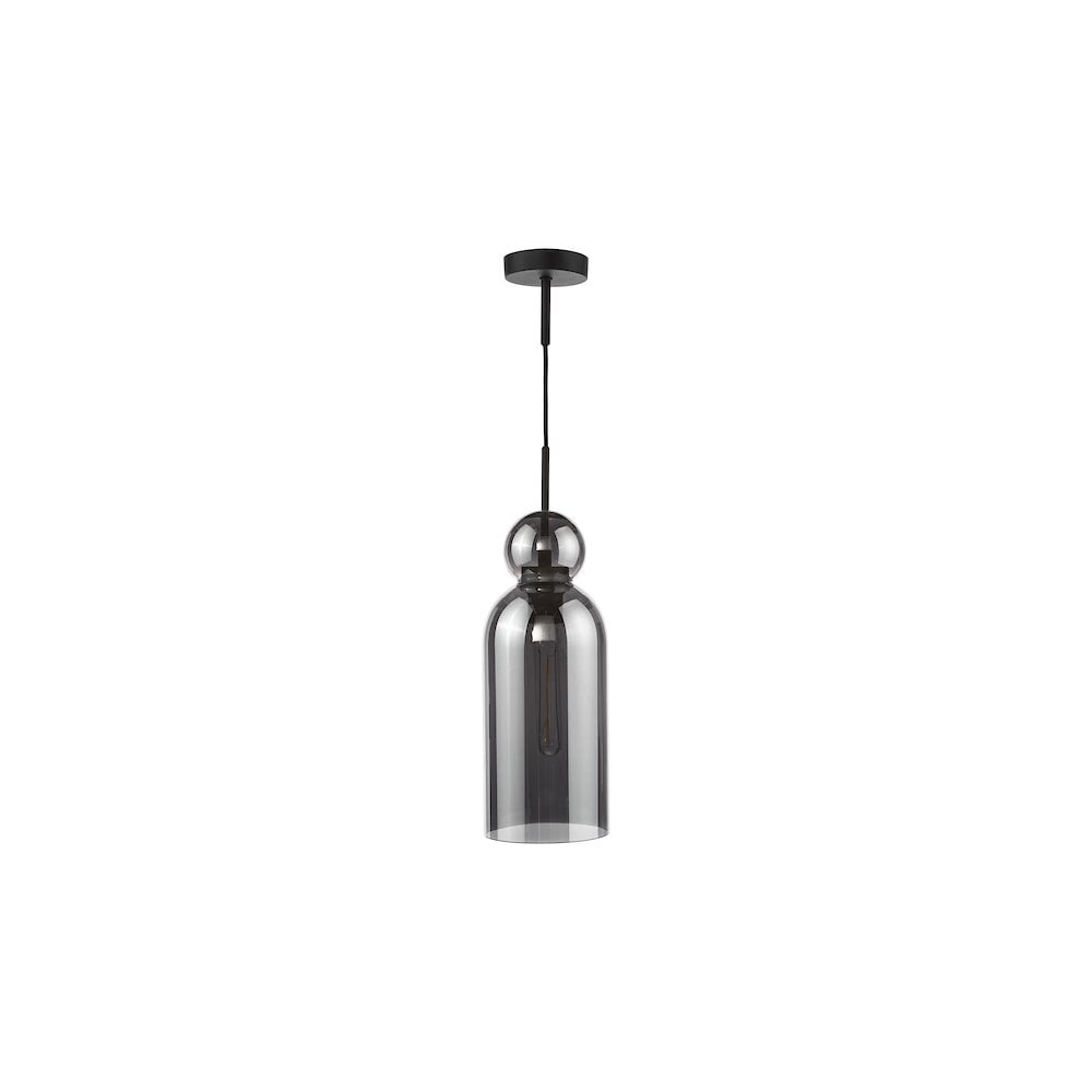 Dar TAO0110 Tao Pendant Matt Black and Smoked Glass (S)