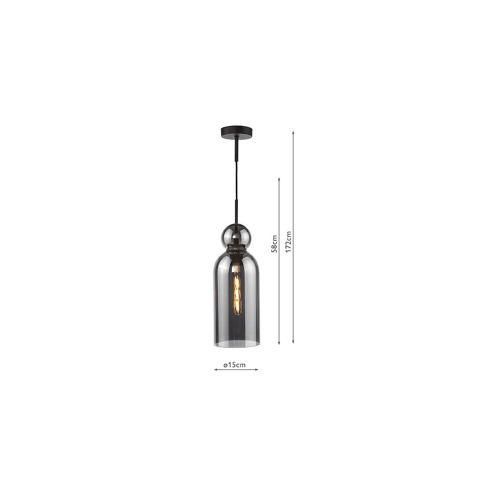 Dar TAO0110 Tao Pendant Matt Black and Smoked Glass (S)