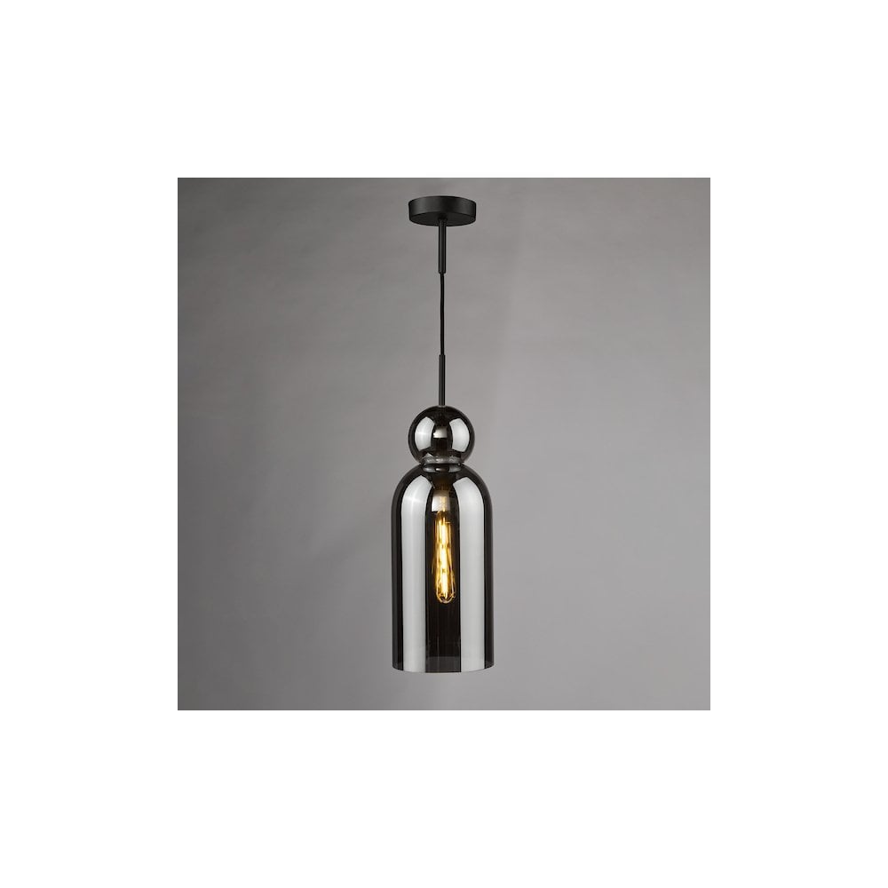 Dar TAO0110 Tao Pendant Matt Black and Smoked Glass (S)
