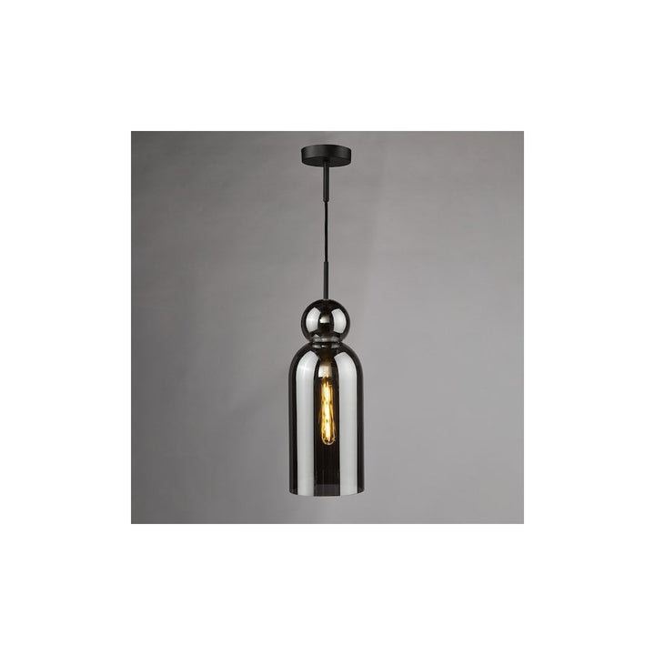 Dar TAO0110 Tao Pendant Matt Black and Smoked Glass (S)
