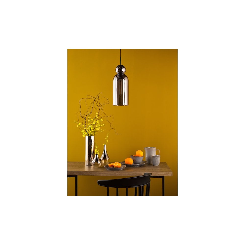 Dar TAO0110 Tao Pendant Matt Black and Smoked Glass (S)