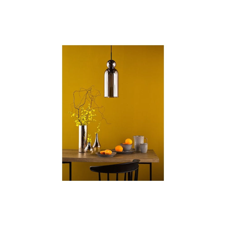 Dar TAO0110 Tao Pendant Matt Black and Smoked Glass (S)