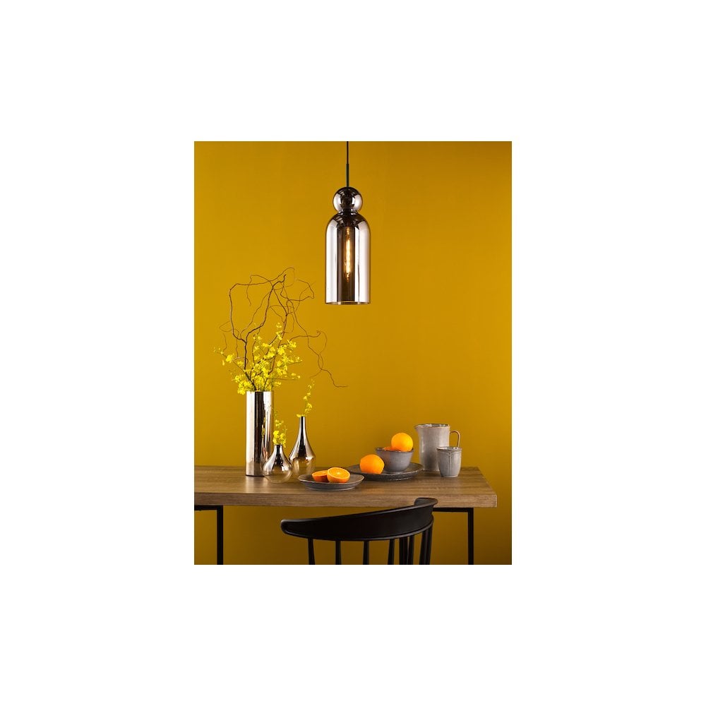 Dar TAO0110 Tao Pendant Matt Black and Smoked Glass (S)
