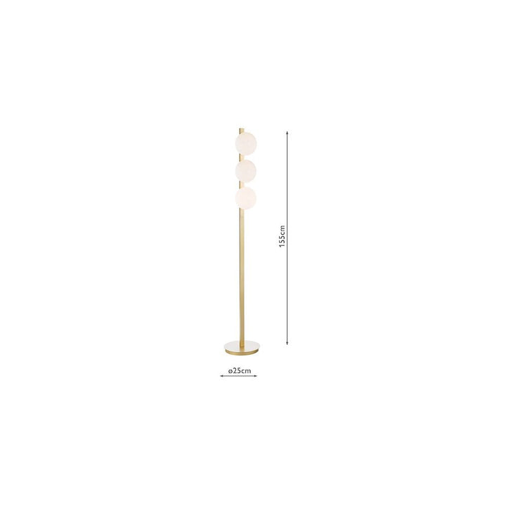 Dar TAU4935 Tauri 3 Light Floor Lamp Matt Gold and Opal Glass