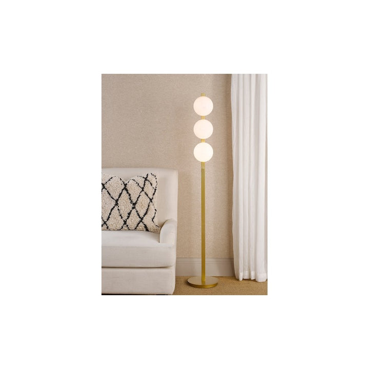 Dar TAU4935 Tauri 3 Light Floor Lamp Matt Gold and Opal Glass