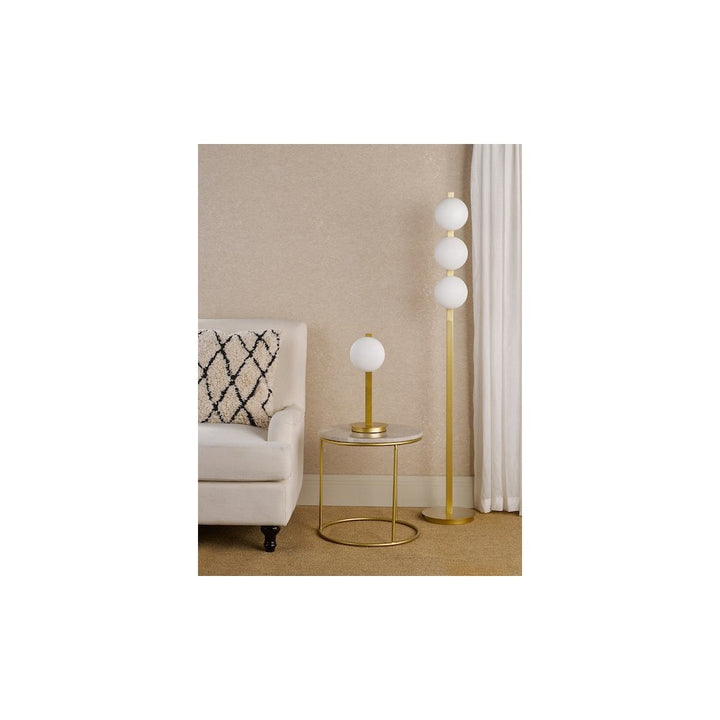 Dar TAU4935 Tauri 3 Light Floor Lamp Matt Gold and Opal Glass