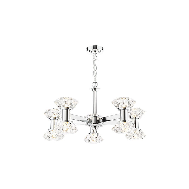 Dar TIA2350 Tiana 10 Light Armed Pendant Polished Chrome