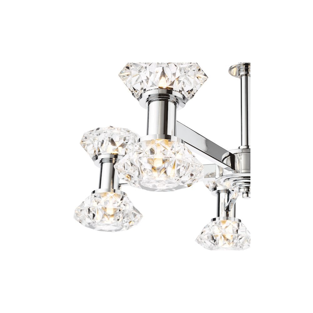 Dar TIA2350 Tiana 10 Light Armed Pendant Polished Chrome