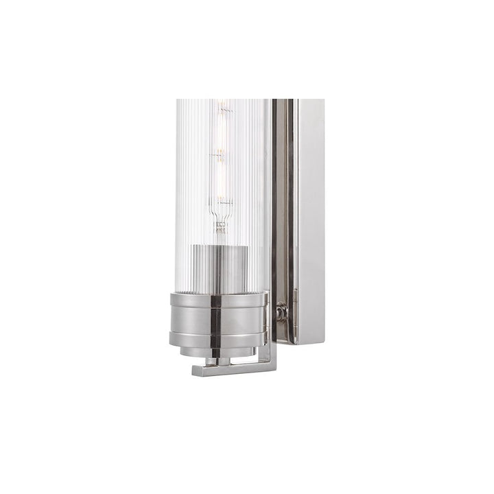 Dar TOM0738 Tommaso Bathroom Wall Light Polished Nickel and Ribbed Glass IP44