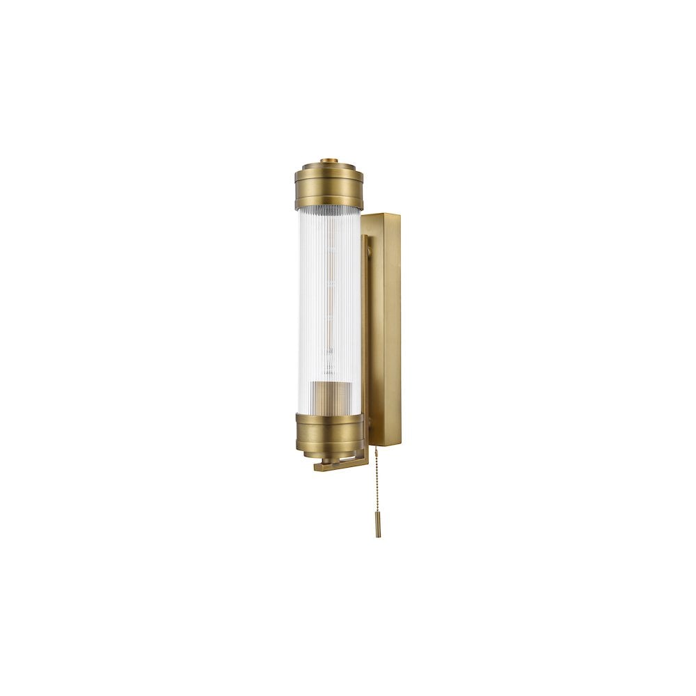 Dar TOM0763 Tommaso Bathroom Wall Light Antique Bronze and Ribbed Glass IP44