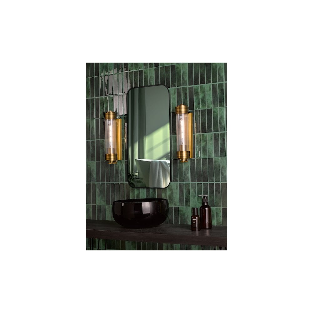 Dar TOM0763 Tommaso Bathroom Wall Light Antique Bronze and Ribbed Glass IP44