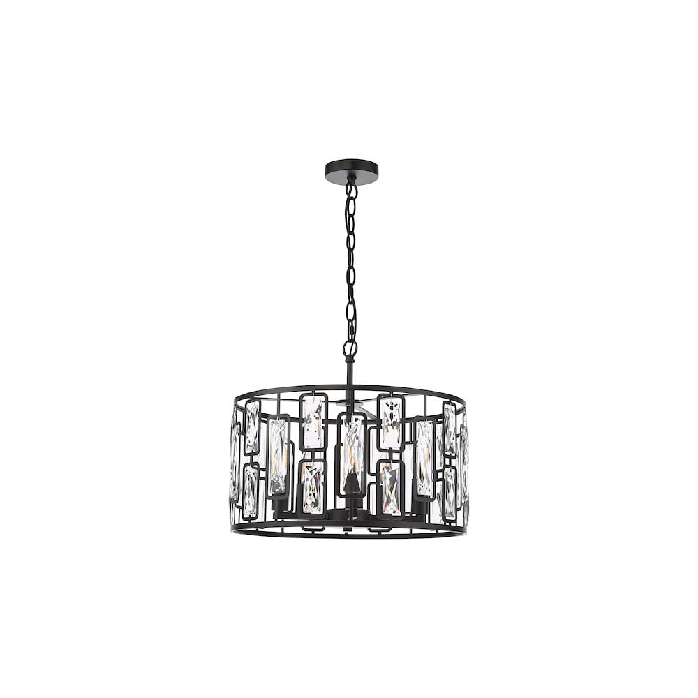 Dar ZOE0522 Zoelle 5 Light Pendant Matt Black and Crystal