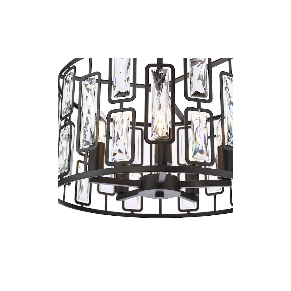 Dar ZOE0522 Zoelle 5 Light Pendant Matt Black and Crystal