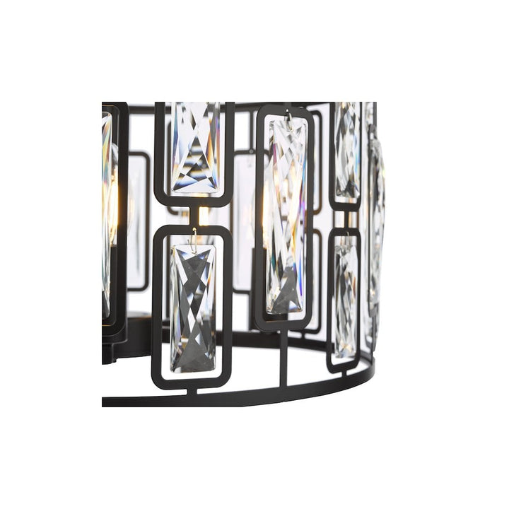 Dar ZOE0522 Zoelle 5 Light Pendant Matt Black and Crystal