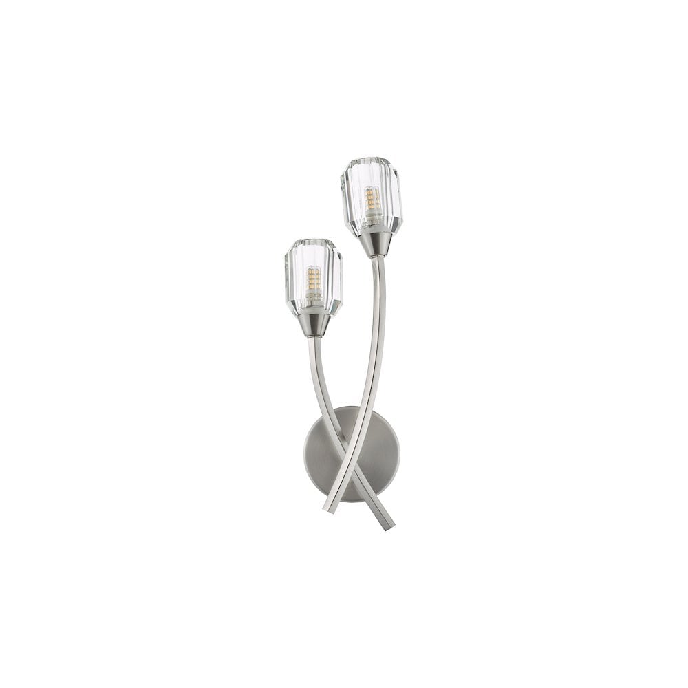 Dar ZON0938 Zonda 2 Light Wall Light Brushed Nickel and Crystal