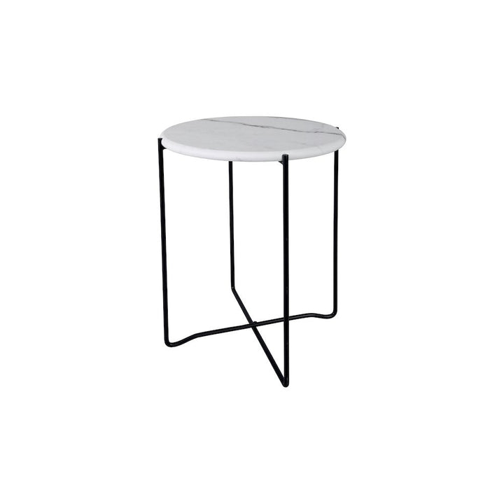 Dar 001AZZ002 Azzate Round Rolled Edge Side Table White Marble Effect