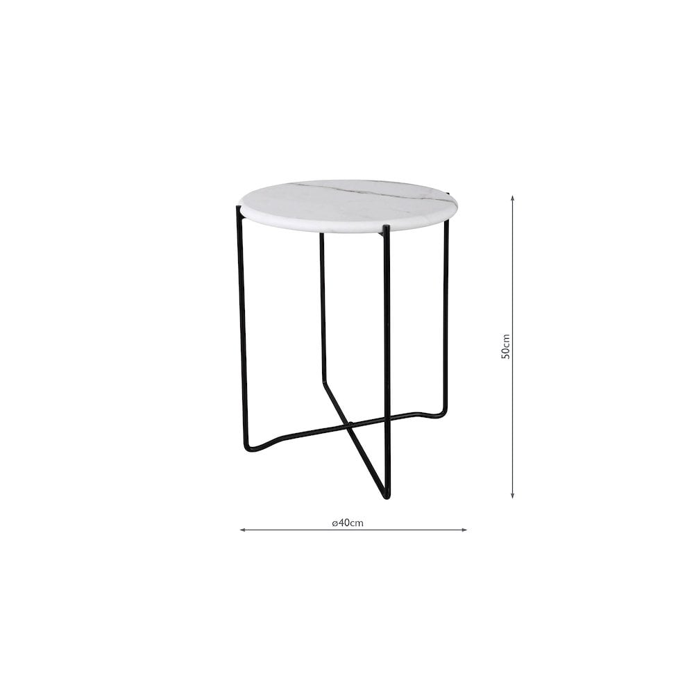 Dar 001AZZ002 Azzate Round Rolled Edge Side Table White Marble Effect