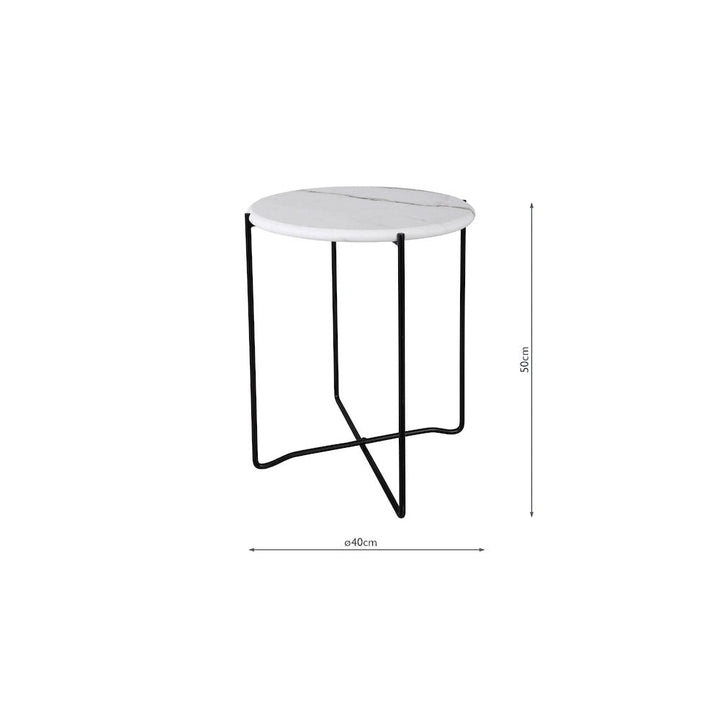 Dar 001AZZ002 Azzate Round Rolled Edge Side Table White Marble Effect