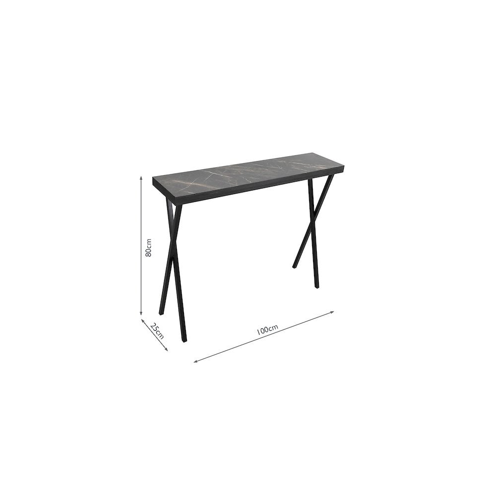 Dar 001DAT004 Data Console Table Dark Marble Effect