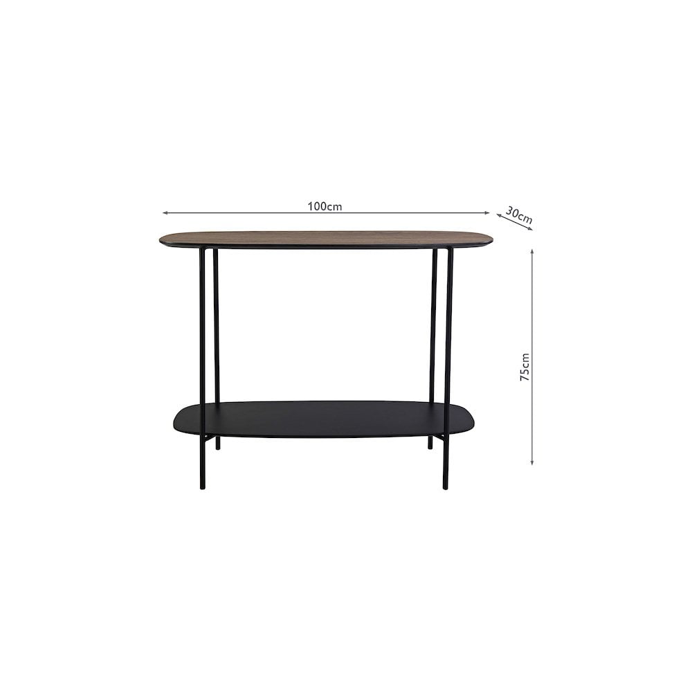 Dar 001ETO001 Etoile Console Table Mocha Veneer and Matt Black