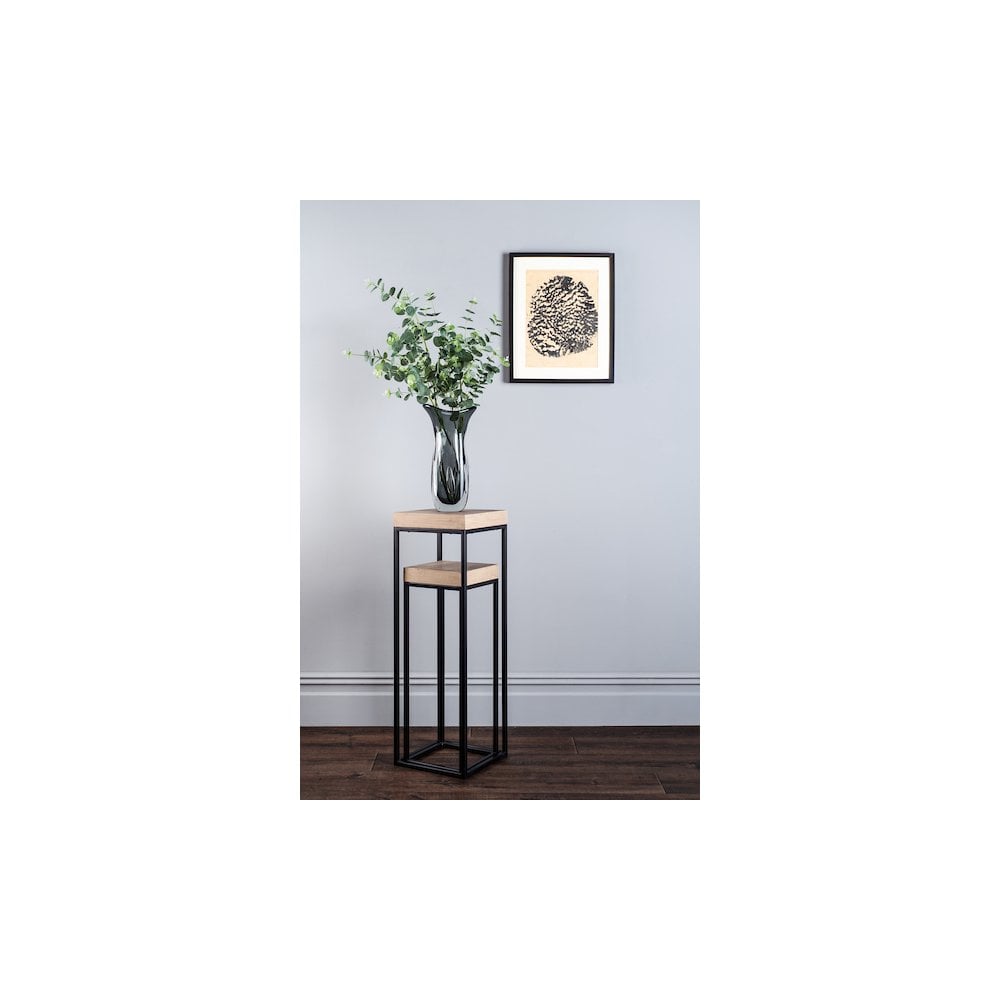 Dar 001FAB001 Fabio Nest of 2 Plant Stand Oak Style Effect