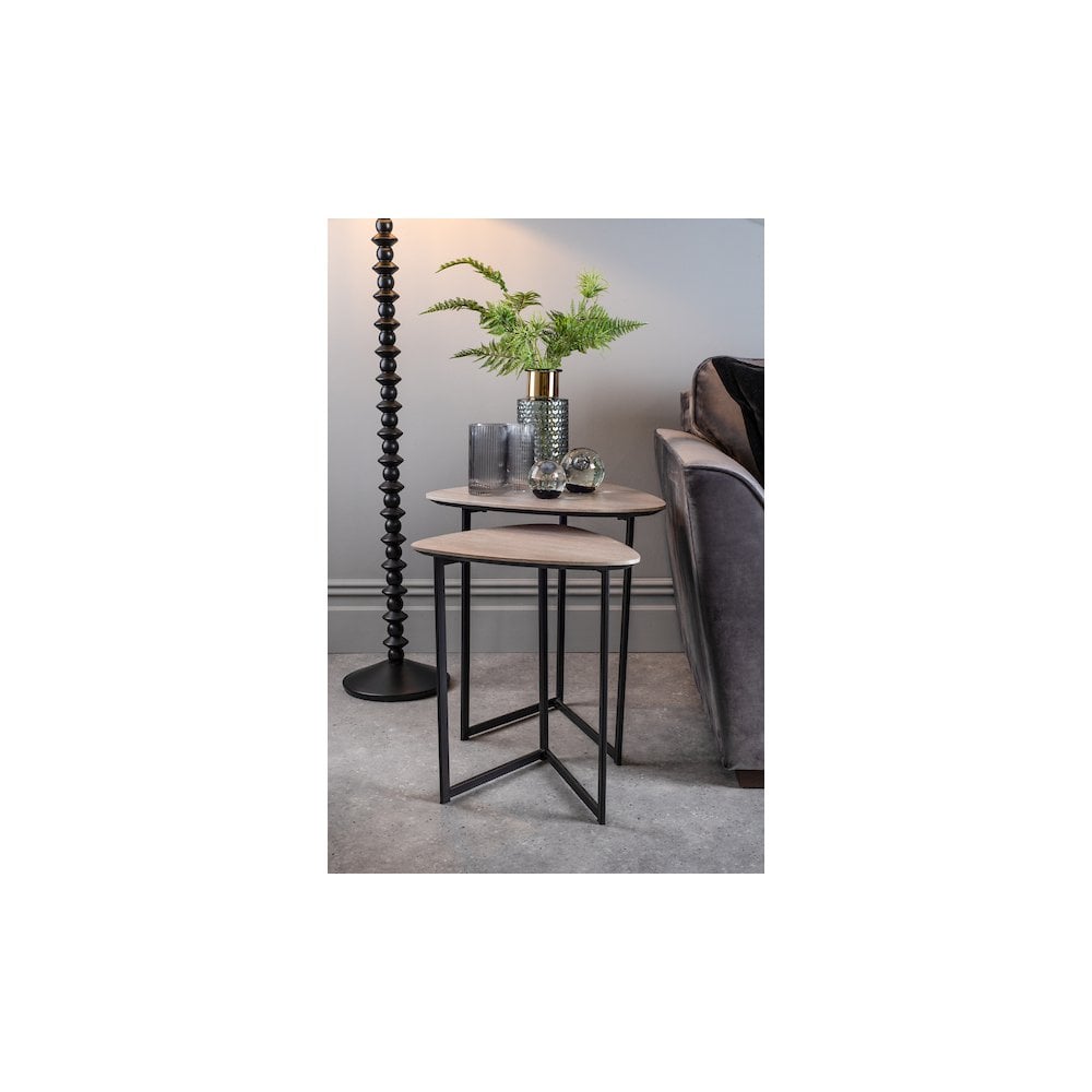 Dar 001MIB001 Mibello Nested Side Tables Light Oak Effect