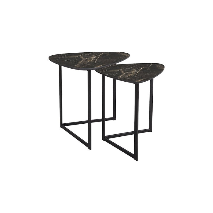 Dar 001MIB002 Mibello Nested Tables Dark Marble Effect and Matt Black