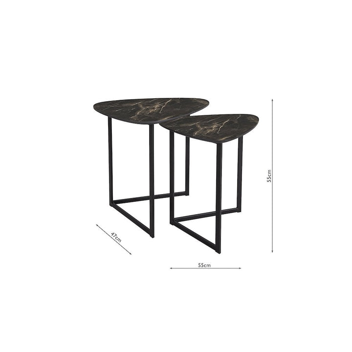 Dar 001MIB002 Mibello Nested Tables Dark Marble Effect and Matt Black