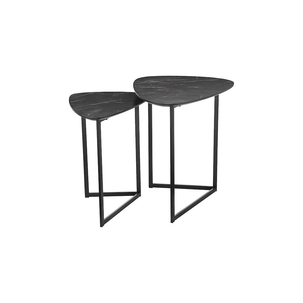 Dar 001MIB002 Mibello Nested Tables Dark Marble Effect and Matt Black