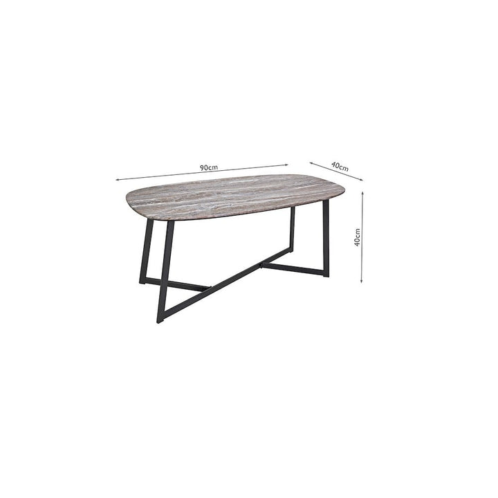 Dar 001PAV001 Pavlos Coffee Table Brown Stone Veneer and Matt Black