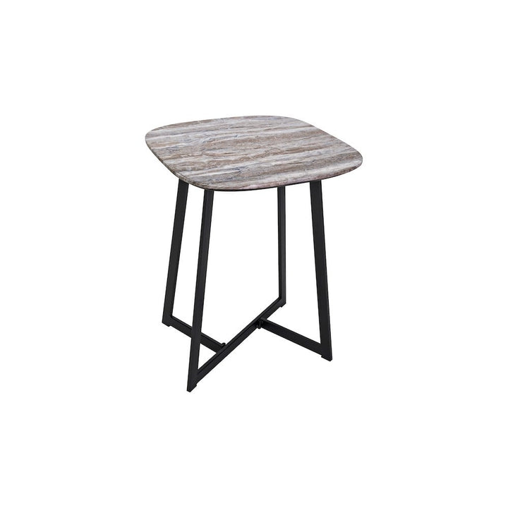 Dar 001PAV002 Pavlos Side Table Brown Stone Veneer and Matt Black