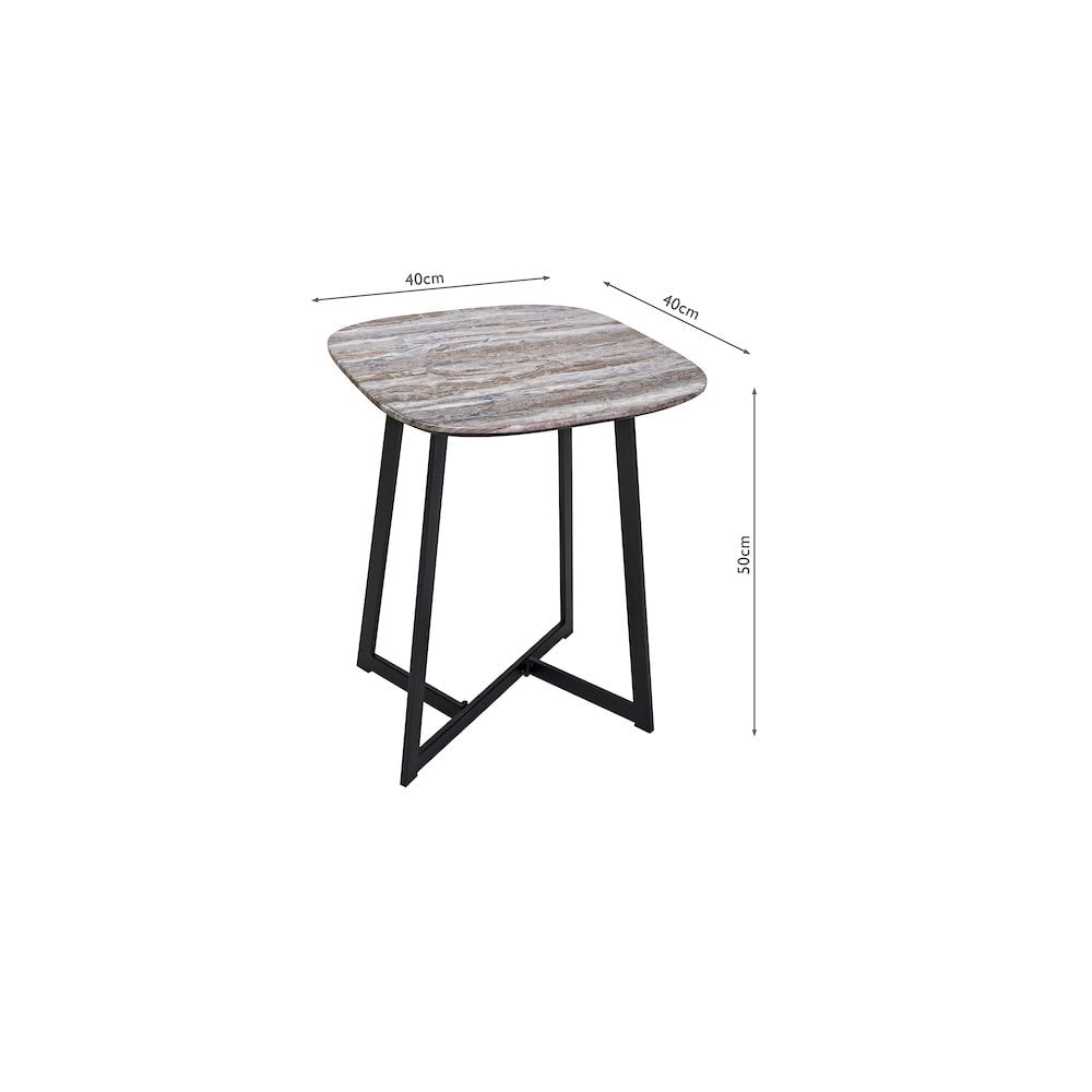 Dar 001PAV002 Pavlos Side Table Brown Stone Veneer and Matt Black