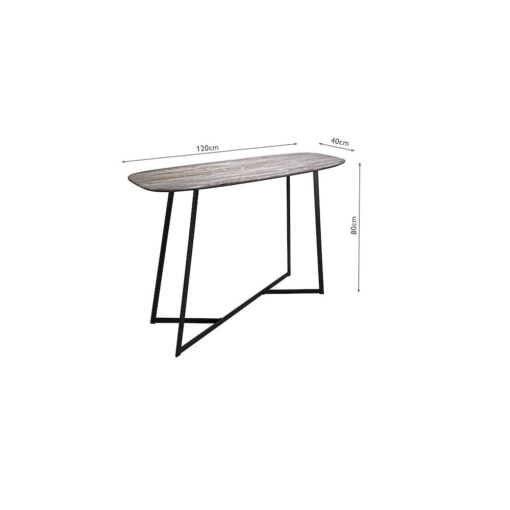 Dar 001PAV003 Pavlos Console Table Brown Stone Veneer and Matt Black