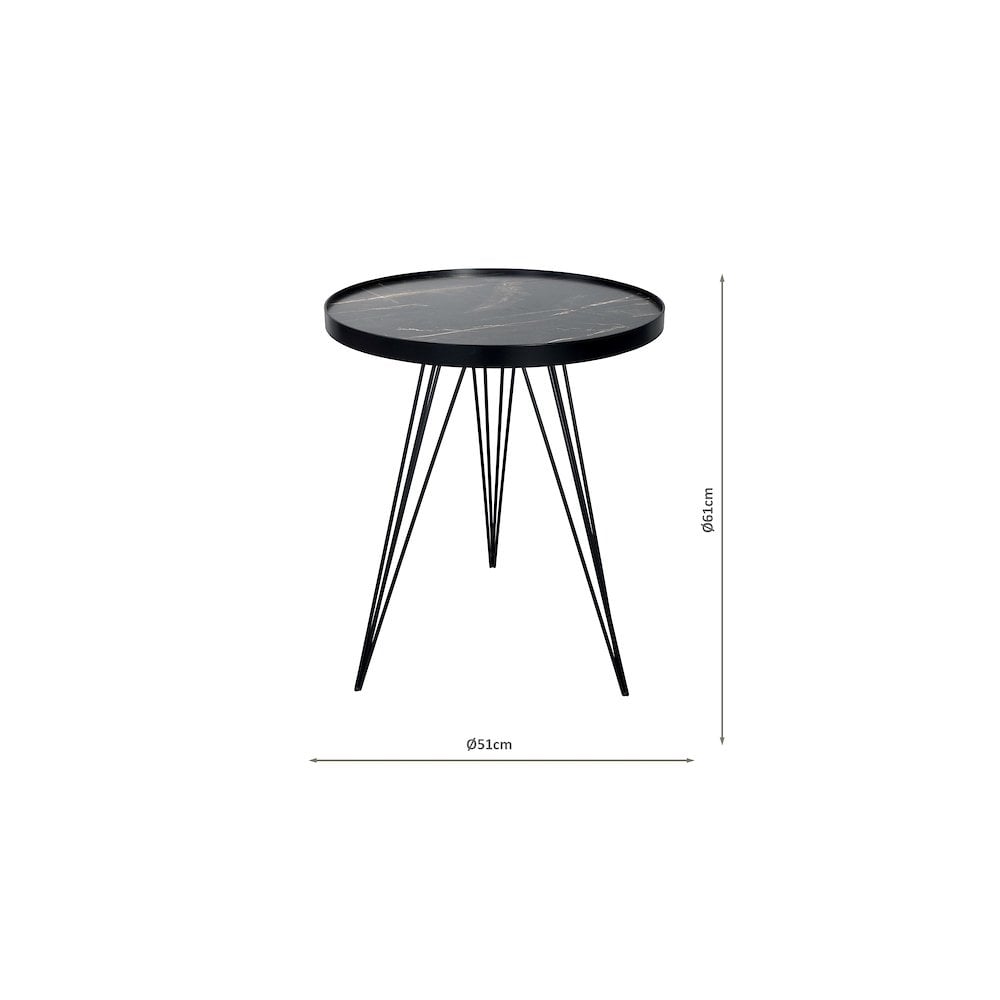 Dar 001RAU002 Rauma Round Side Table Dark Grey Stone Effect