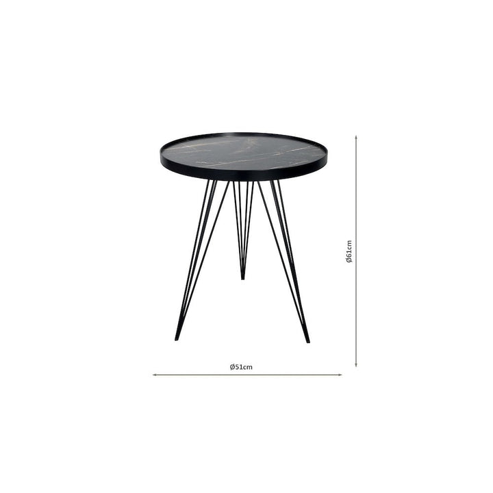 Dar 001RAU002 Rauma Round Side Table Dark Grey Stone Effect