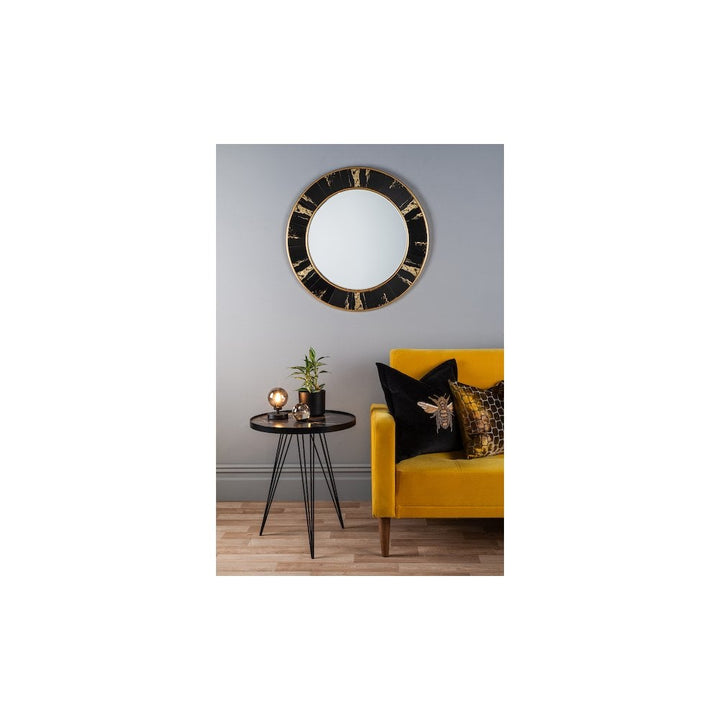 Dar 001RAU002 Rauma Round Side Table Dark Grey Stone Effect