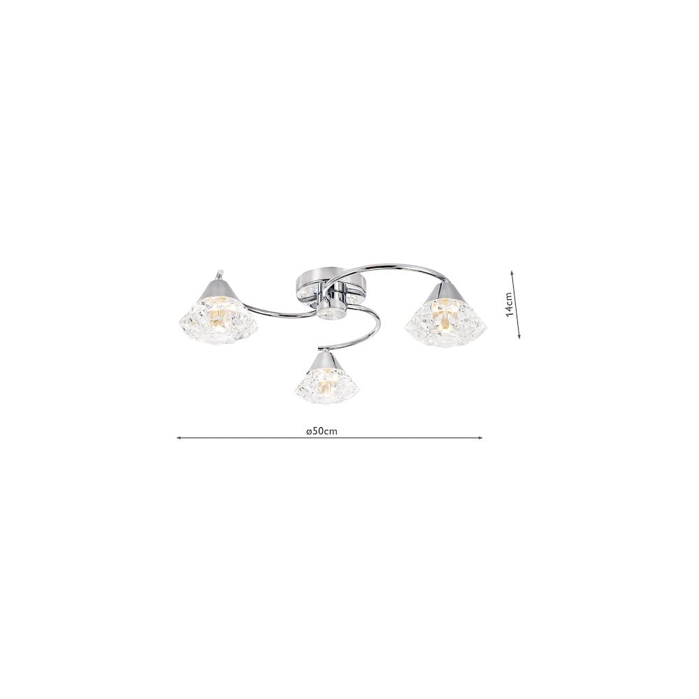 Dar DIL5350 Dilys 3 Light Semi-Flush Polished Chrome