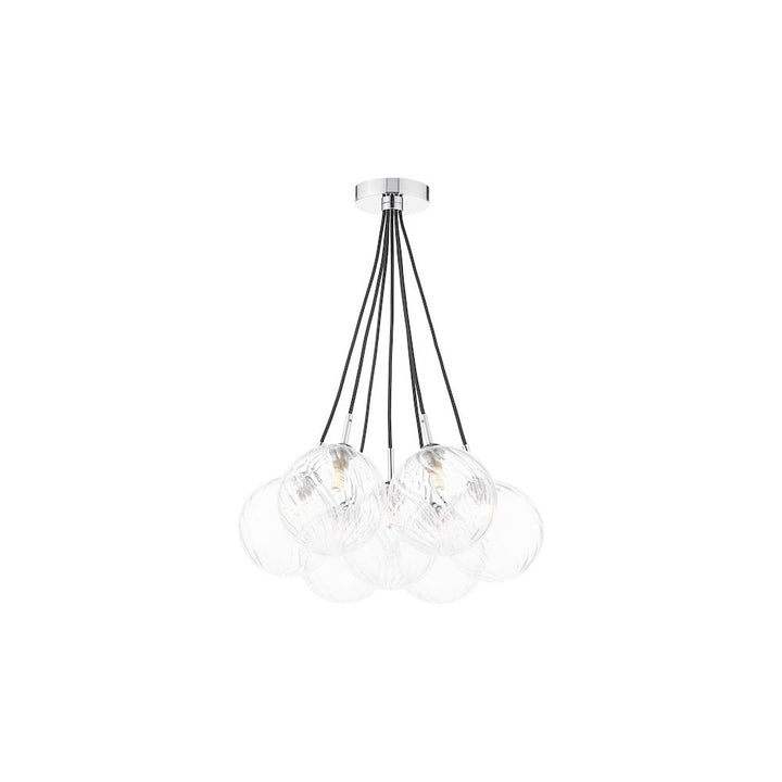 Dar ELP342-22 Elpis 7 Light Cluster Pendant Polished Chrome and Twisted Glass