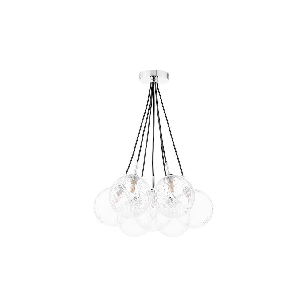 Dar ELP342-22 Elpis 7 Light Cluster Pendant Polished Chrome and Twisted Glass