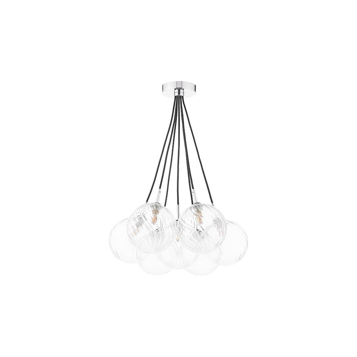 Dar ELP342-22 Elpis 7 Light Cluster Pendant Polished Chrome and Twisted Glass