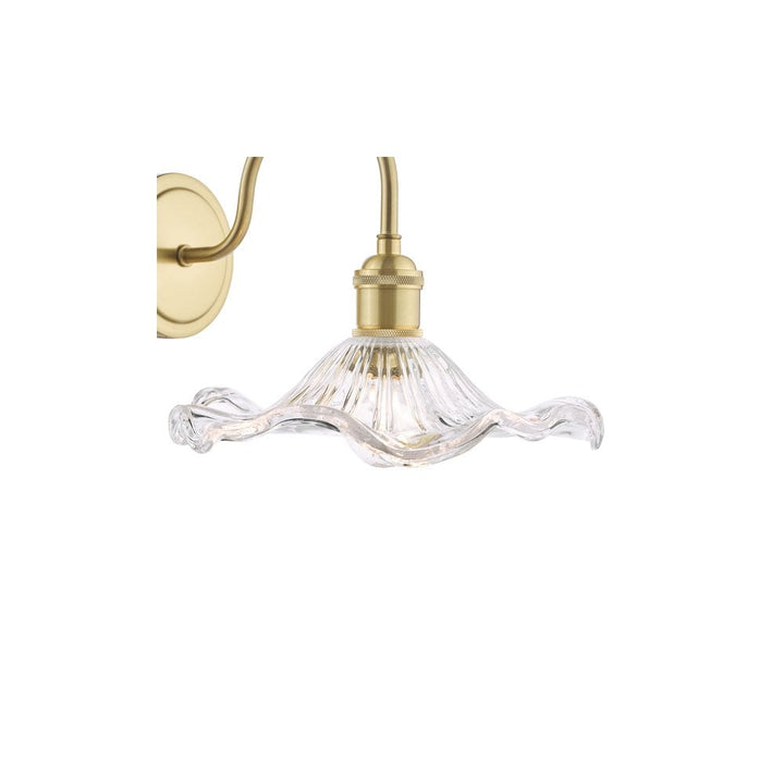 Dar HAD0740-12 Hadano Wall Light Natural Brass and Wavy Glass