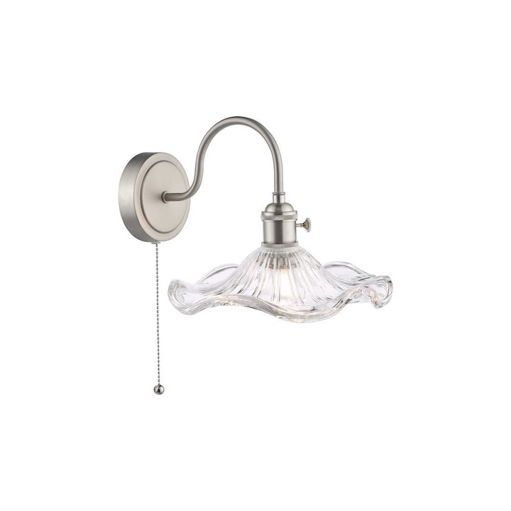 Dar HAD0761-12 Hadano Wall Light Antique Chrome and Wavy Glass