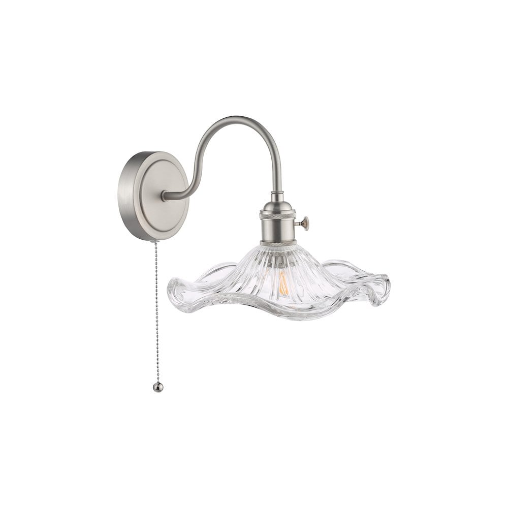 Dar HAD0761-12 Hadano Wall Light Antique Chrome and Wavy Glass