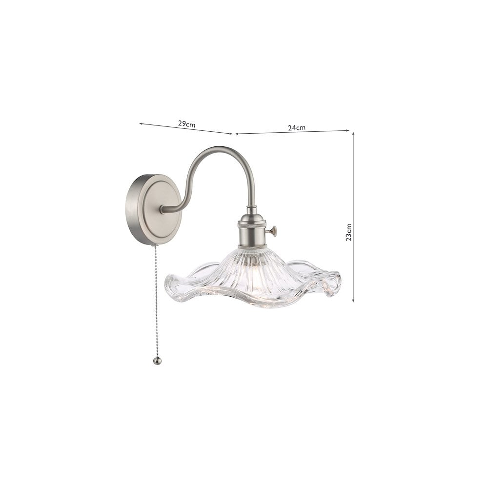 Dar HAD0761-12 Hadano Wall Light Antique Chrome and Wavy Glass