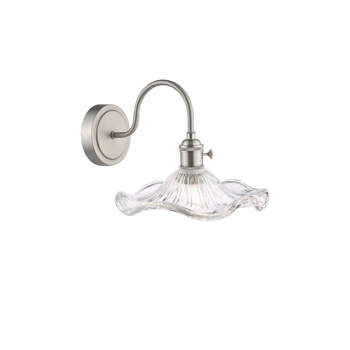 Dar HAD0761-12 Hadano Wall Light Antique Chrome and Wavy Glass