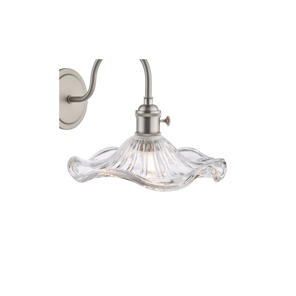 Dar HAD0761-12 Hadano Wall Light Antique Chrome and Wavy Glass