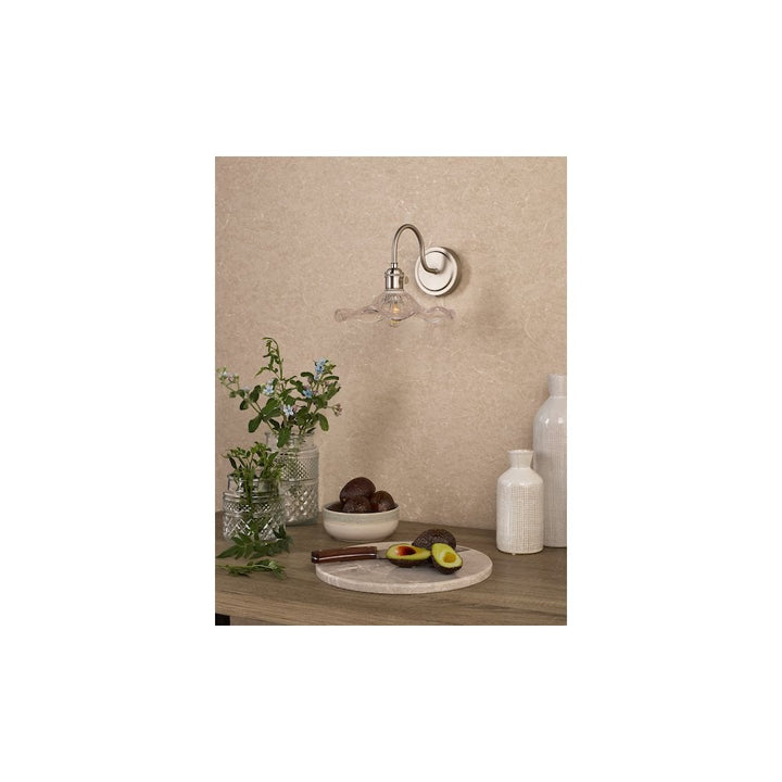 Dar HAD0761-12 Hadano Wall Light Antique Chrome and Wavy Glass